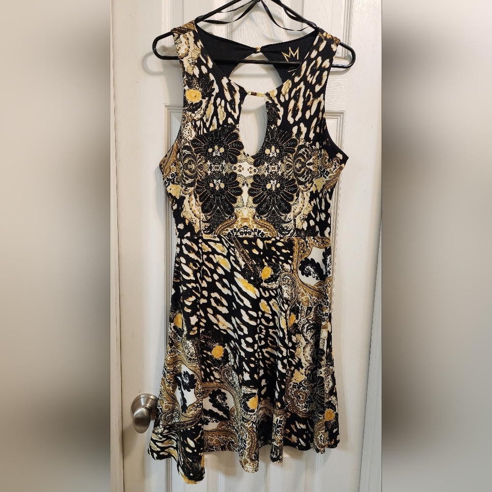 NWOT Nicki Minaj Collection Black and Gold Skater Mini Dress